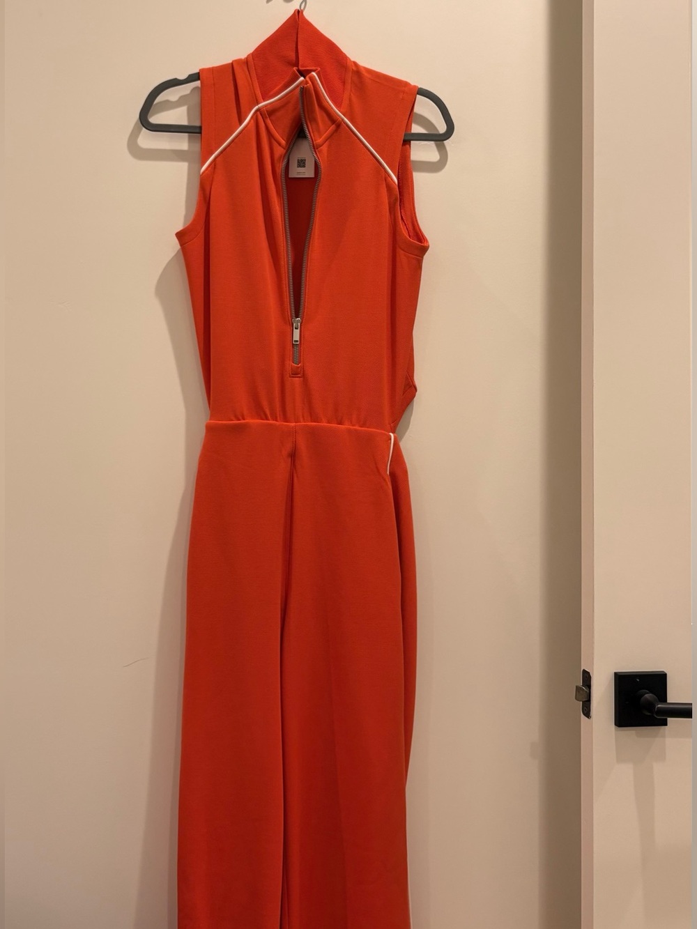 SPANX Sleeveless Zip-Front Dress in Bright Orange with Contrast Piping